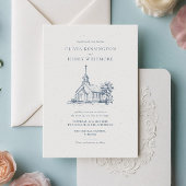 Minimalistische kerk locatie schets klassieke brui kaart