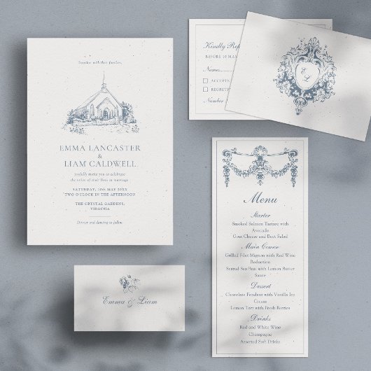 Minimalistische kerk locatie tekenen bruiloft kaart