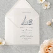 Minimalistische kerk locatie tekenen bruiloft kaart