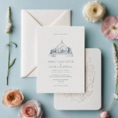 Minimalistische kerk locatie tekenen bruiloft kaart