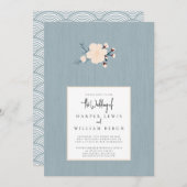 Minimalistische kersenbloem japandi bruiloft kaart (Voorkant / Achterkant)