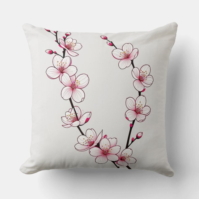 Minimalistische kersenbloesem takken kussen (Voorkant)