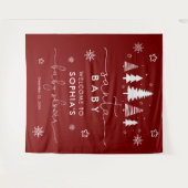 Minimalistische Kerst Baby shower Rood Wandkleed (Voorkant (horizontaal))