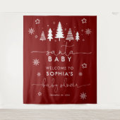 Minimalistische Kerst Baby shower Rood Wandkleed (Voorkant)