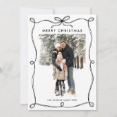 Minimalistische Kerst Boho Zwarte Strik Lint 2 Fot Feestdagenkaart (Voorkant)