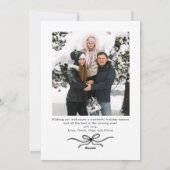 Minimalistische Kerst Boho Zwarte Strik Lint 2 Fot Feestdagenkaart (Achterkant)