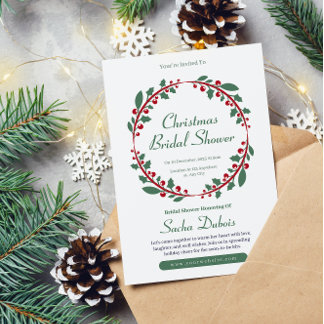 Minimalistische kerst bruids douche uitnodiging