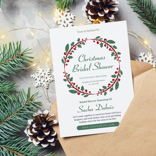 Minimalistische kerst bruids douche uitnodiging