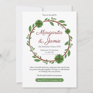 Minimalistische kerst bruiloft uitnodiging