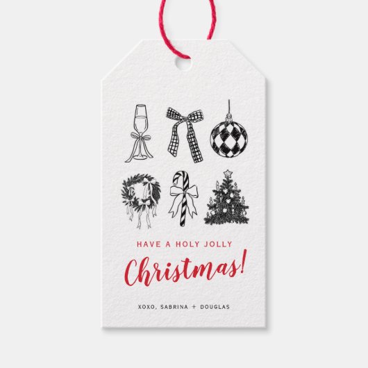 Minimalistische Kerst Calligrafie Gift Tag Cadeaulabel (Voorkant)
