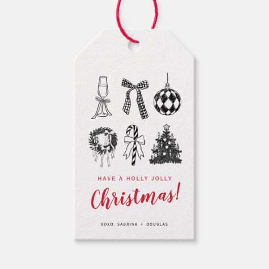 Minimalistische Kerst Calligrafie Gift Tag Cadeaulabel (Voorkant)