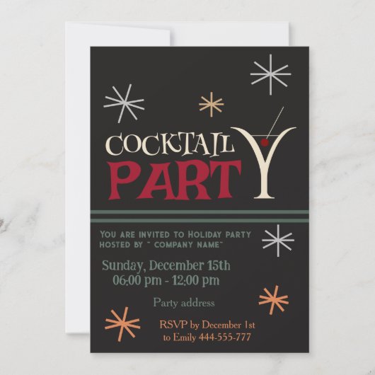 Minimalistische kerst cocktail party corporate kaart (Voorkant)
