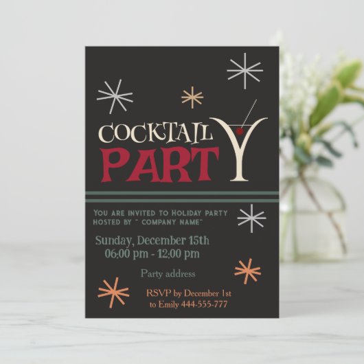 Minimalistische kerst cocktail party corporate kaart (Staand voorkant)