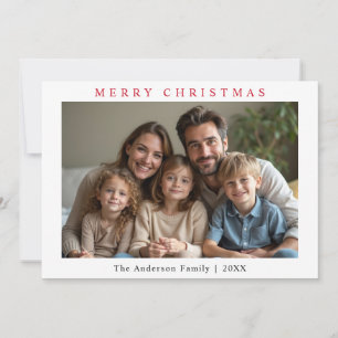 Minimalistische Kerst Custom Photo Forest Green Feestdagenkaart