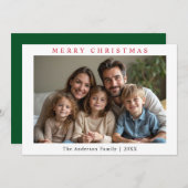 Minimalistische Kerst Custom Photo Green Feestdagenkaart (Voorkant / Achterkant)