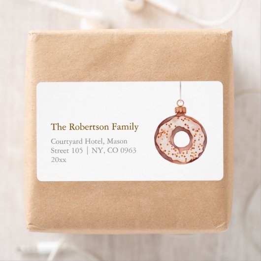 Minimalistische kerst donut Ornament Etiket (Insitu)