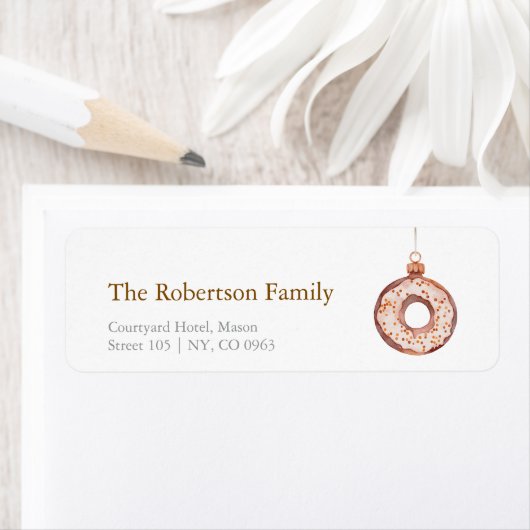 Minimalistische kerst donut Ornament Etiket (Insitu)
