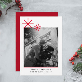 Minimalistische kerst eenvoudige rode foto feestdagenkaart