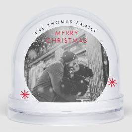 Minimalistische kerst eenvoudige rode foto sneeuwbol