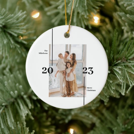 Minimalistische Kerst Elegant Chique Eenvoudige Fo Keramisch Ornament (Boom)