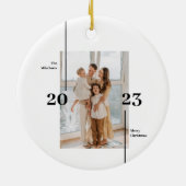 Minimalistische Kerst Elegant Chique Eenvoudige Fo Keramisch Ornament (Achterkant)