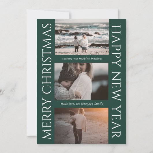 Minimalistische Kerst Elegante eenvoudige fotocoll Feestdagenkaart (Voorkant)