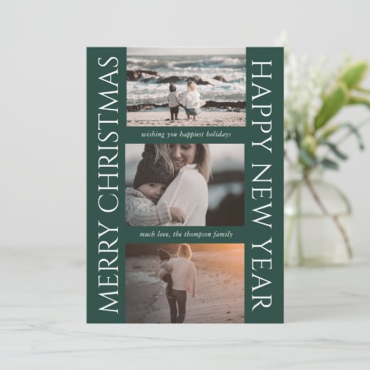 Minimalistische Kerst Elegante eenvoudige fotocoll Feestdagenkaart (Staand voorkant)