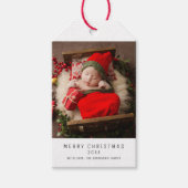 Minimalistische kerst familie Baby foto, Feestdage Cadeaulabel (Voorkant)