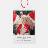 Minimalistische kerst familie Baby foto, Feestdage Cadeaulabel (Achterkant)