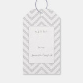 Minimalistische kerst grijs chevron foto cadeaulabel (Achterkant)