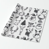 Minimalistische Kerst in Zwart & Wit Cadeaupapier (Uitgerold)