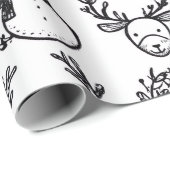 Minimalistische Kerst in Zwart & Wit Cadeaupapier (Rol Hoek)