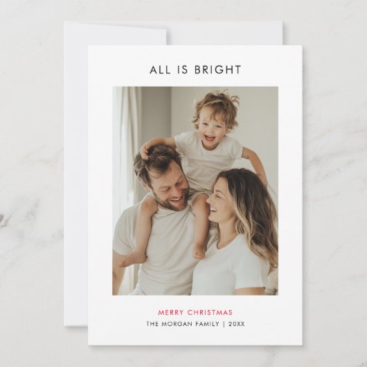 Minimalistische kerst is allemaal heldere familief feestdagenkaart (Voorkant)