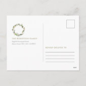 Minimalistische kerst Kaart met groene krans (Achterkant)