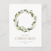 Minimalistische kerst Kaart met groene krans (Voorkant)