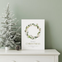 Minimalistische kerst Kaart met groene krans