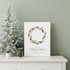 Minimalistische kerst Kaart met groene krans
