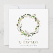 Minimalistische kerst Kaart met groene krans (Voorkant)