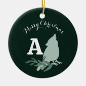 Minimalistische Kerst Kardinaal Monogram Foto Keramisch Ornament (Voorkant)