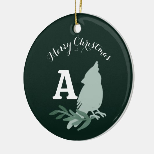 Minimalistische Kerst Kardinaal Monogram Foto Keramisch Ornament (Links)