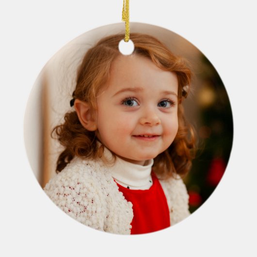 Minimalistische Kerst Kardinaal Monogram Foto Keramisch Ornament (Achterkant)