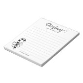 Minimalistische Kerst Kerststok Met Strik Lijn Kun Notitieblok (Linkerzijde)