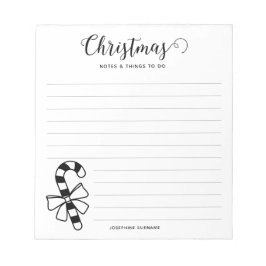 Minimalistische Kerst Kerststok Met Strik Lijn Kun Notitieblok