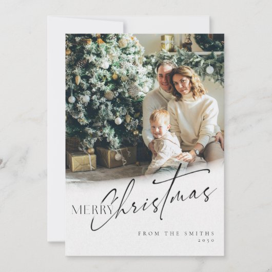 Minimalistische kerst met fotokaart kaart (Voorkant)