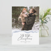 Minimalistische kerst met fotokaart kaart (Staand voorkant)