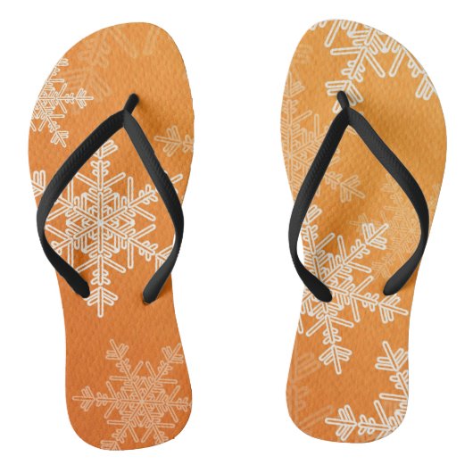 Minimalistische Kerst met Oranje Witte Sneeuwvlokk Teenslippers (Voetbed)