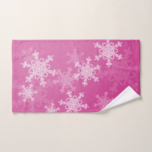 Minimalistische Kerst met Roze Witte Sneeuwvlokken Handdoek (Handdoek)
