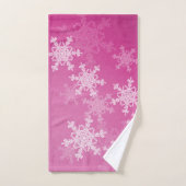Minimalistische Kerst met Roze Witte Sneeuwvlokken Handdoek (Handdoek)