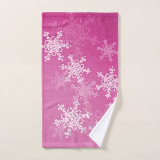 Minimalistische Kerst met Roze Witte Sneeuwvlokken Handdoek (Handdoek)