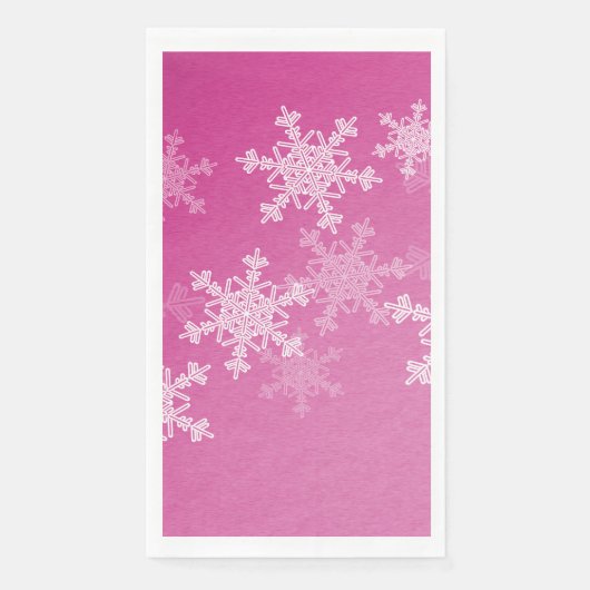 Minimalistische Kerst met Roze Witte Sneeuwvlokken Servet (Voorkant)